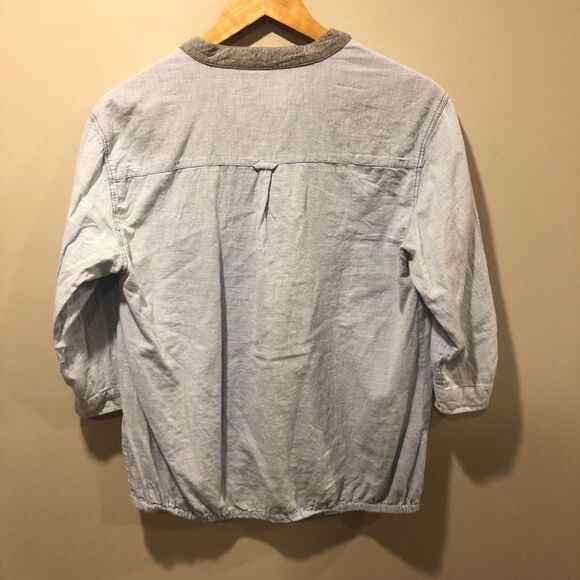 Bershka - Long-sleeve Denim Look Pocket Blouseโโ - Picture 3 of 4